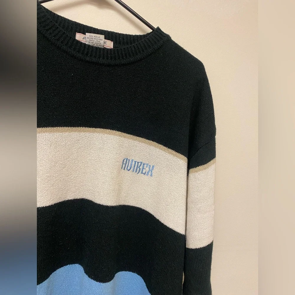 Vintage AVIREX Men’s Short Sleeve Striped Crew Sweater 2XL